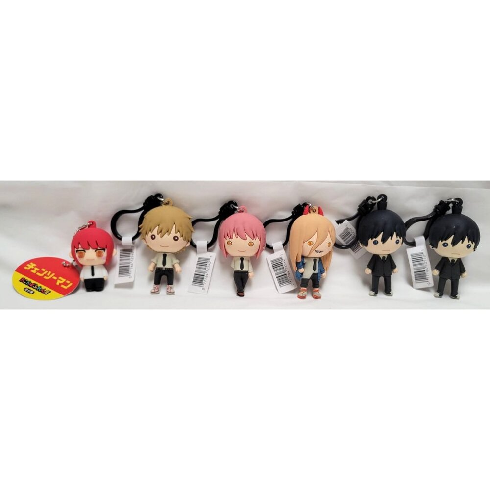 Lot of 6 Chainsaw Man Rubber Characters Keychains Bag Clips Anime Merch